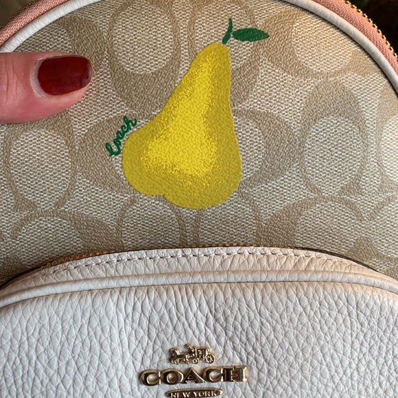 Authentic COACH Leather /coated signature canvas 3 zips Sm backpack - Picture 7 of 16